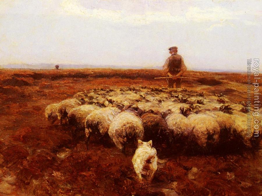 Heirich Von Zugel : Shepherd on the Meadow